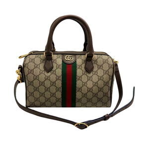 Gucci Bag Boston GG Supreme Ophidia Leather Beige Brown